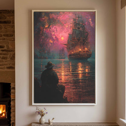 Naval Battle Canvas Wall Art – styled room view 2