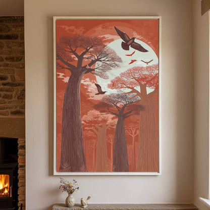 Baobab Tree Forest Canvas Wall Art – styled room view 2