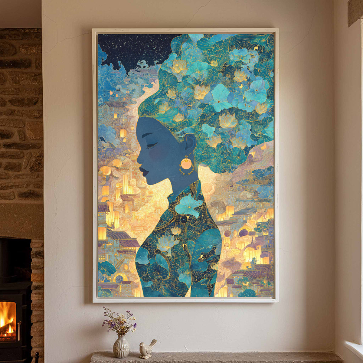 Asian Woman Silhouette Canvas Wall Art — product image 3