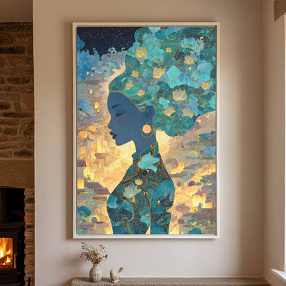 Asian Woman Silhouette Canvas Wall Art — product image 3