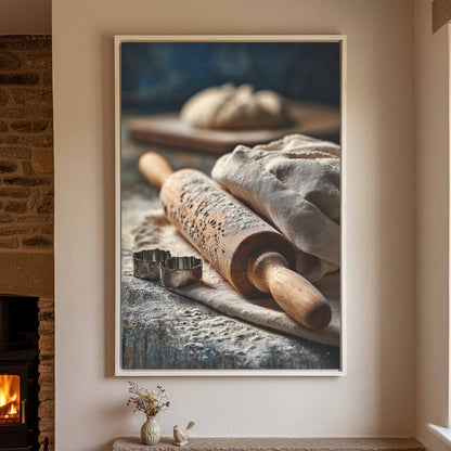 Rustic Kitchen Baking Canvas Art – styled room view 3