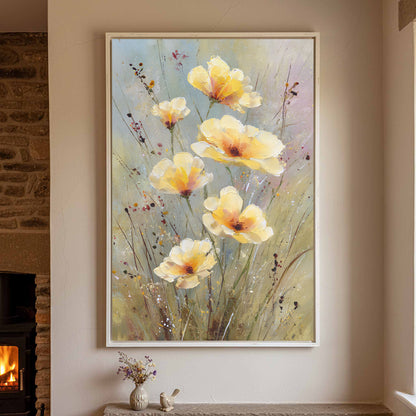 Watercolor Poppy Wall Art – styled room view 2
