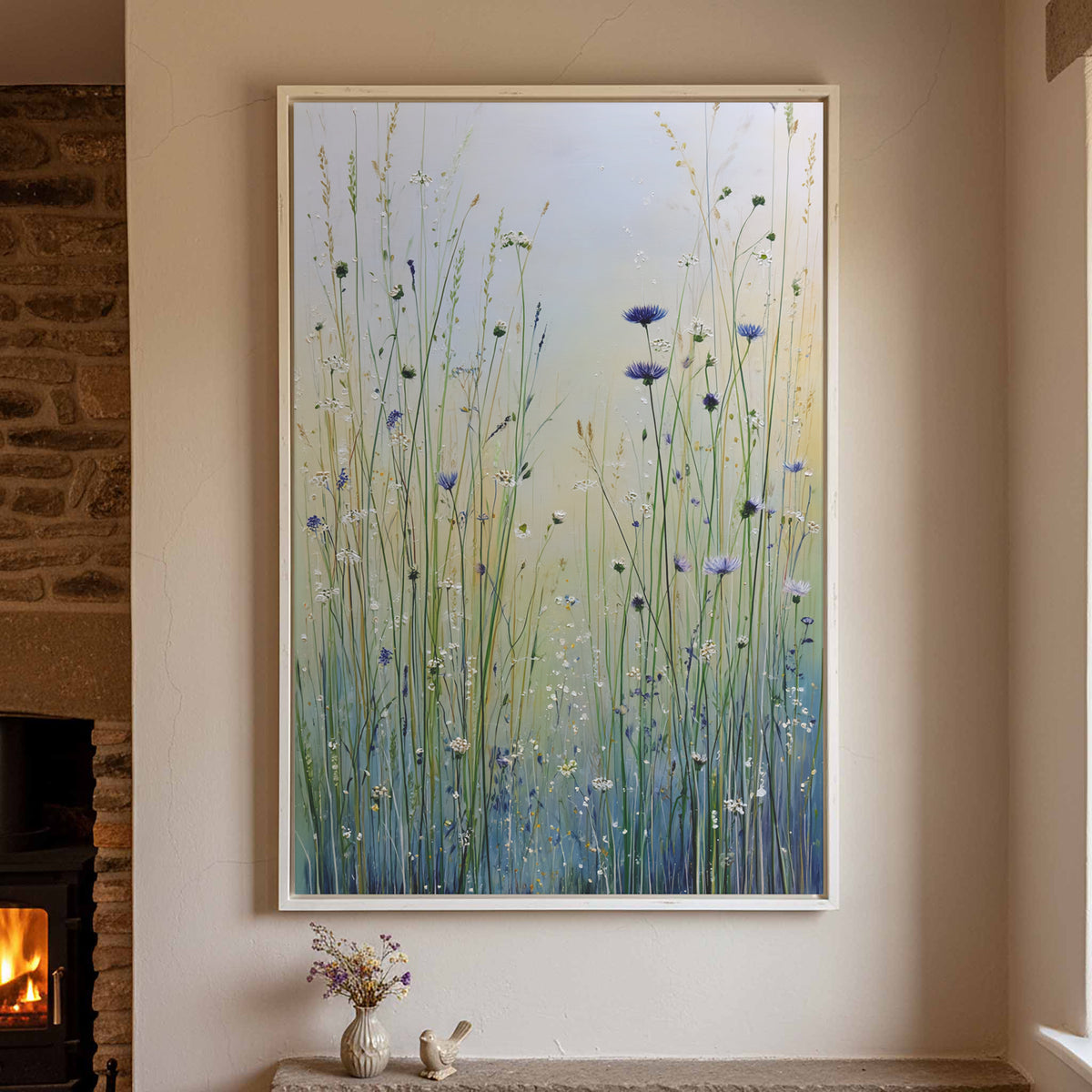 Minimalist Botanical Wall Art – styled room view 2