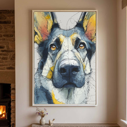 German Shepherd Canvas Wall Art – styled room view 2