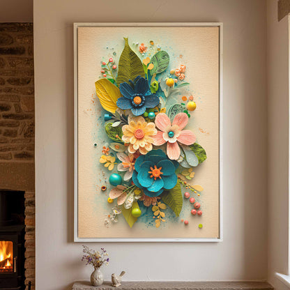 Paper Flower Wall Art – styled room view 2