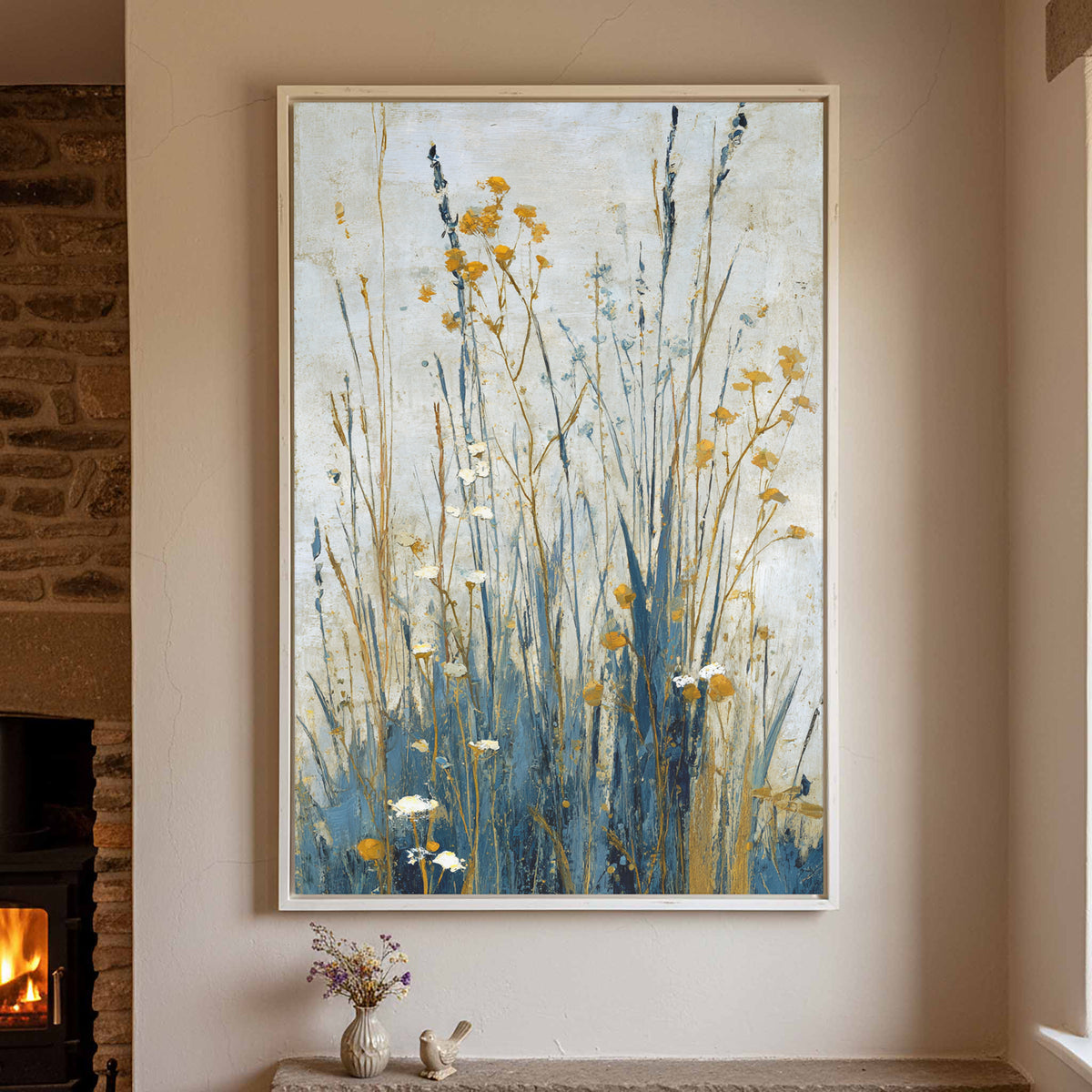 Abstract Botanical Wall Art – styled room view 2