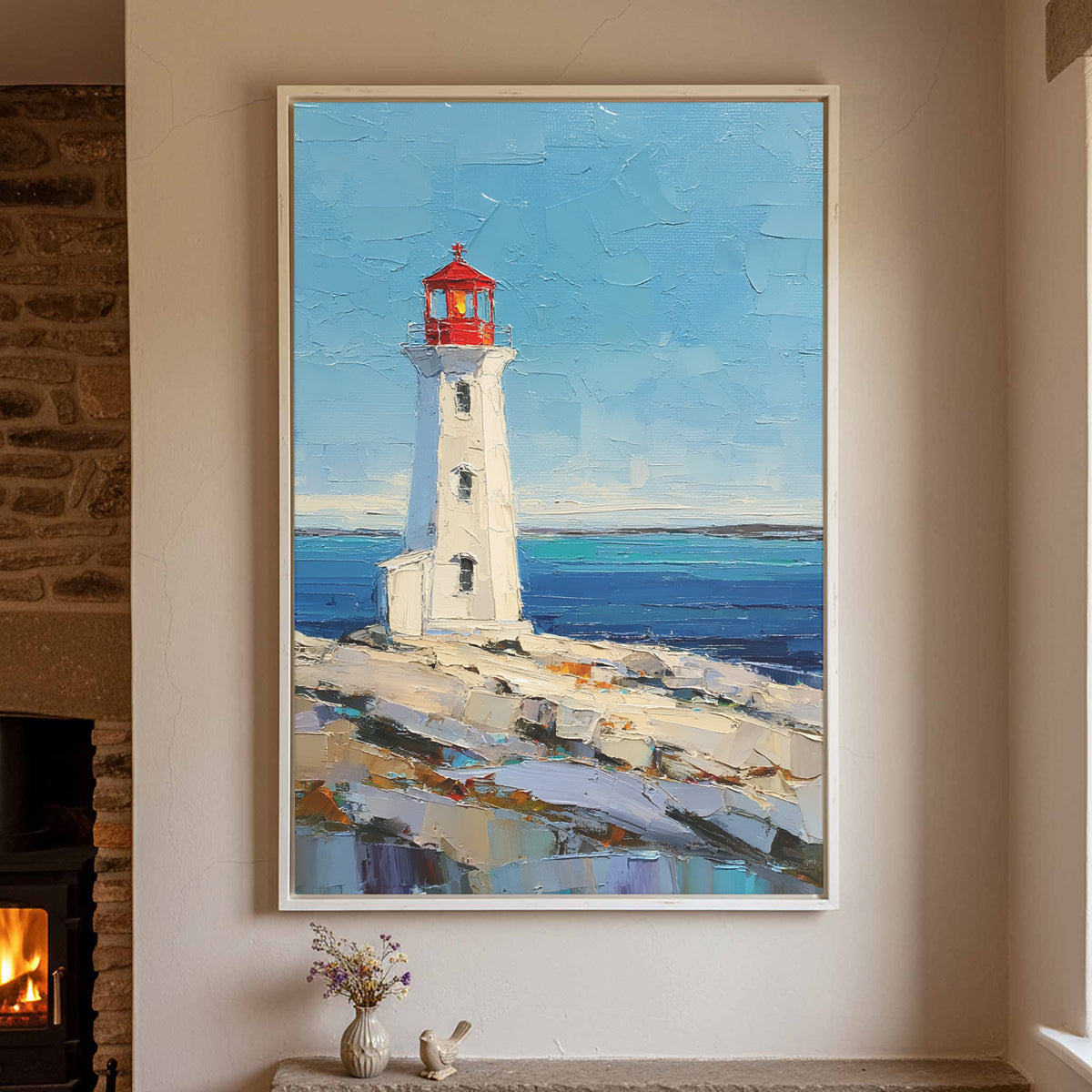 Peggy's Point Lighthouse Canvas Wall Art – styled room view 2