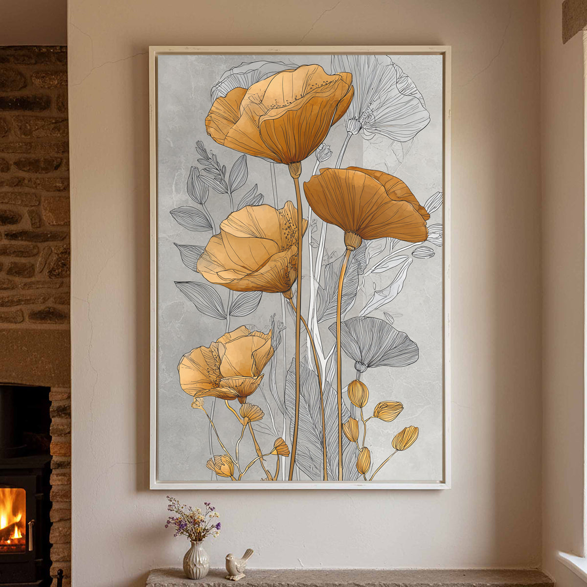 Modern Floral Wall Art Print – styled room view 2