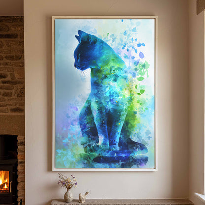 Russian Blue Cat Canvas Print – styled room view 2