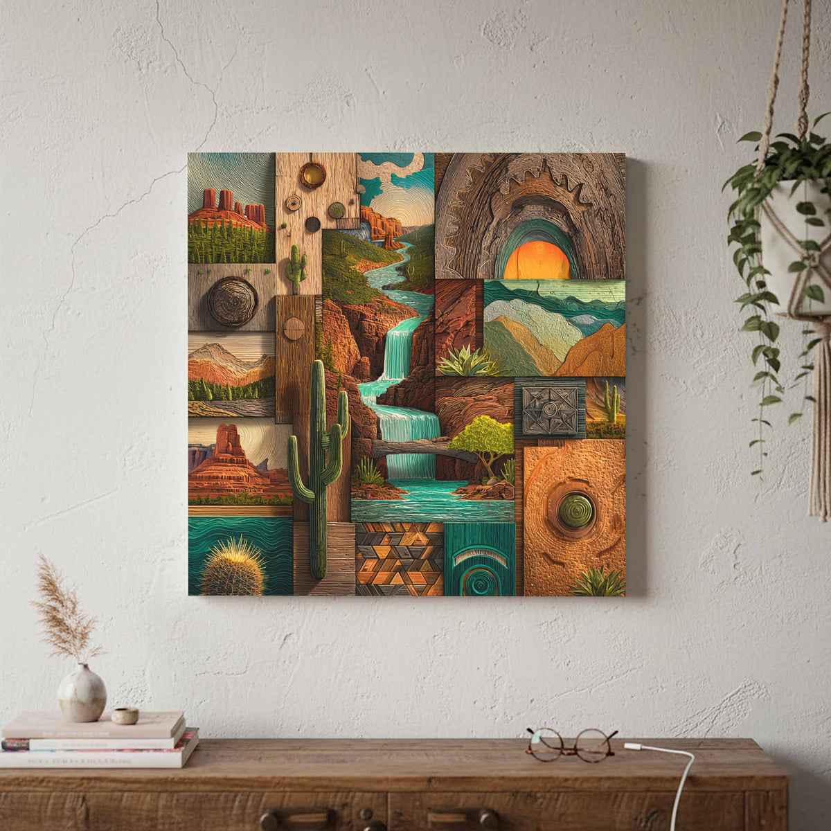 Arizona Desert Landscape Canvas Print – styled room view 2