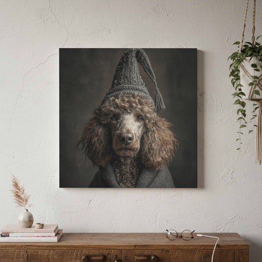 Poodle Wizard Canvas Print – canvas print shown framed in a styled room
