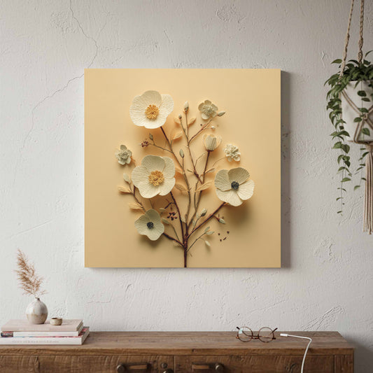 Paper Flower Art Print – canvas print shown framed in a styled room