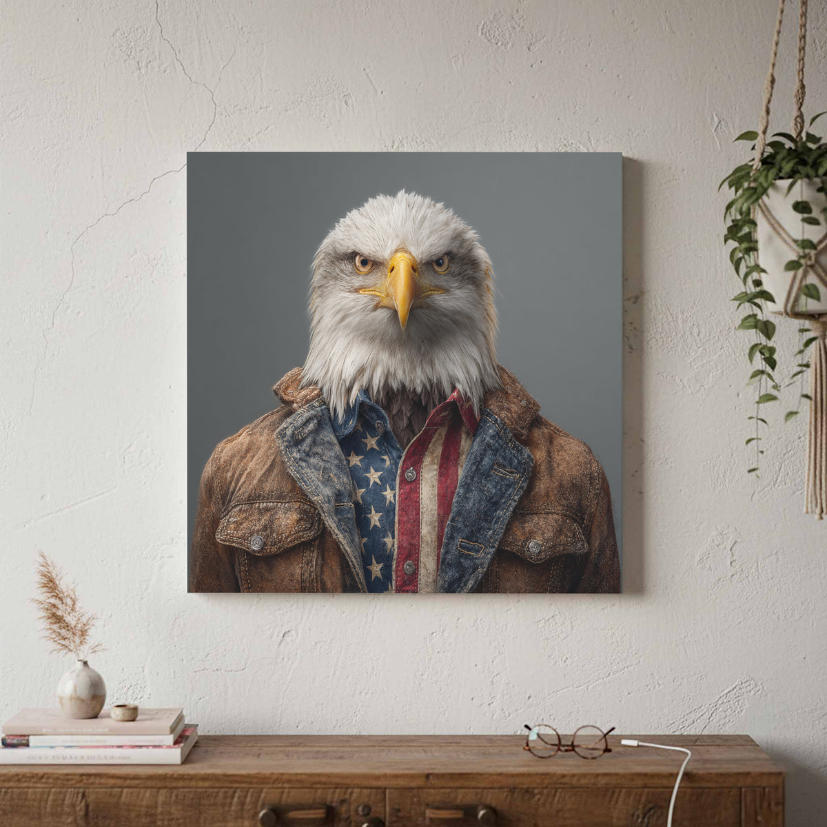 Patriotic Eagle Canvas Wall Art – styled room view 2