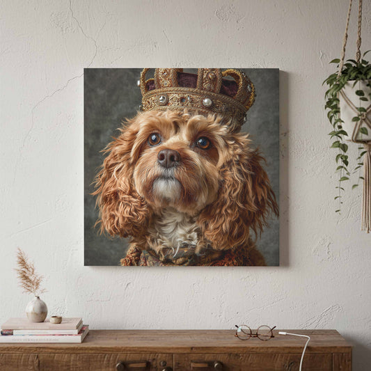 Cavapoo Dog Crown Canvas Print – canvas print shown framed in a styled room