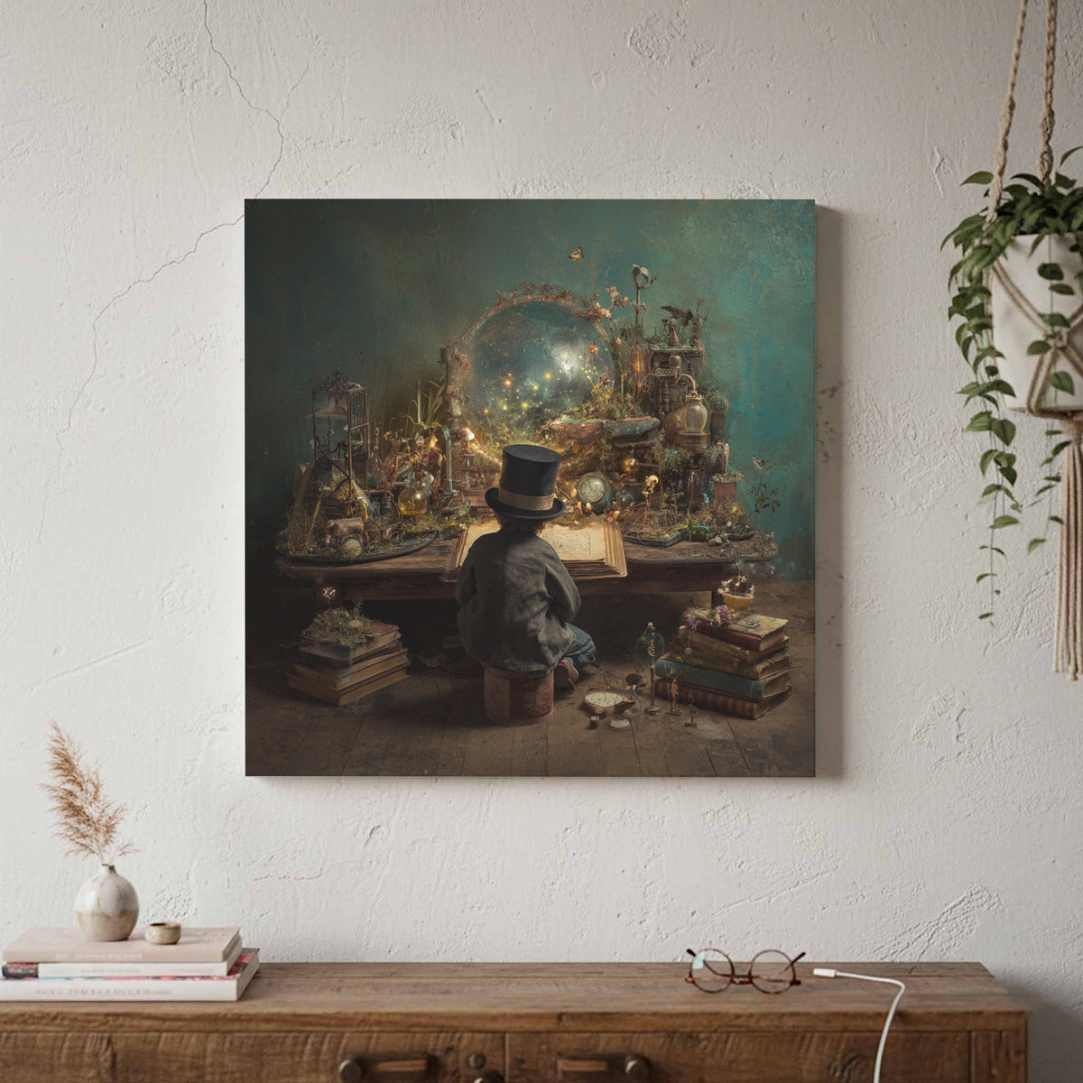 Victorian Scholar Study Canvas Print – canvas print shown framed in a styled room