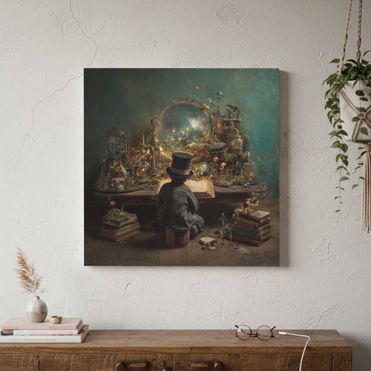 Victorian Scholar Study Canvas Print – canvas print shown framed in a styled room