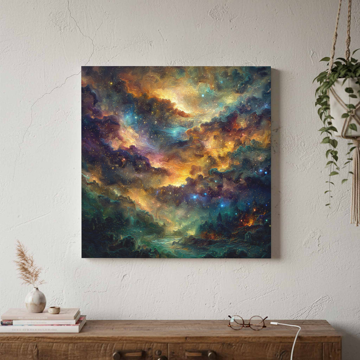 Cosmic Nebula Canvas Wall Art – styled room view 2