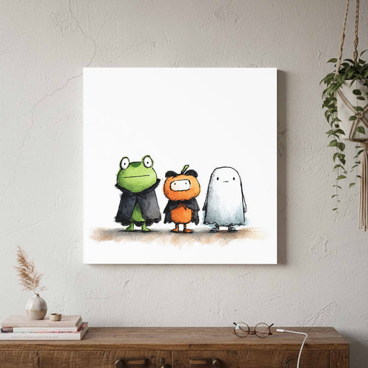 Halloween Kids Art Print – canvas print shown framed in a styled room