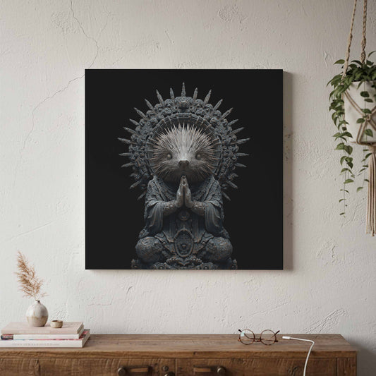 Surreal Porcupine Buddha Canvas Wall Art — product image 1