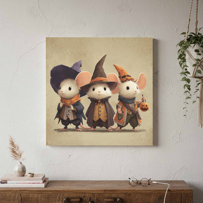 Halloween Mouse Wall Art – canvas print shown framed in a styled room