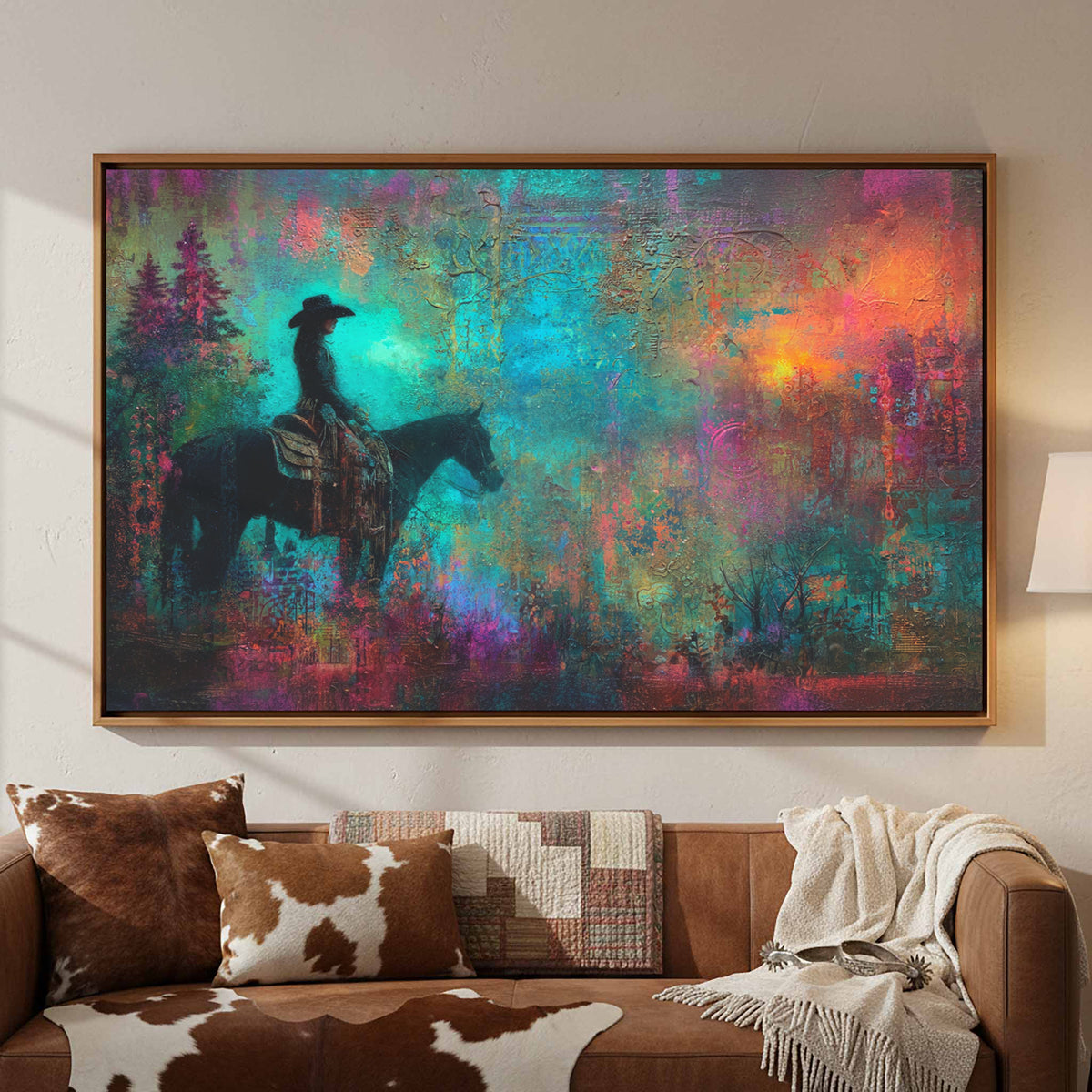 Western Cowgirl Canvas Art – styled room view 2