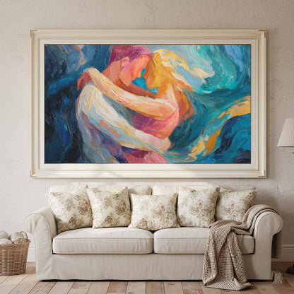 Abstract Intimate Canvas Art – canvas print shown framed in a styled room