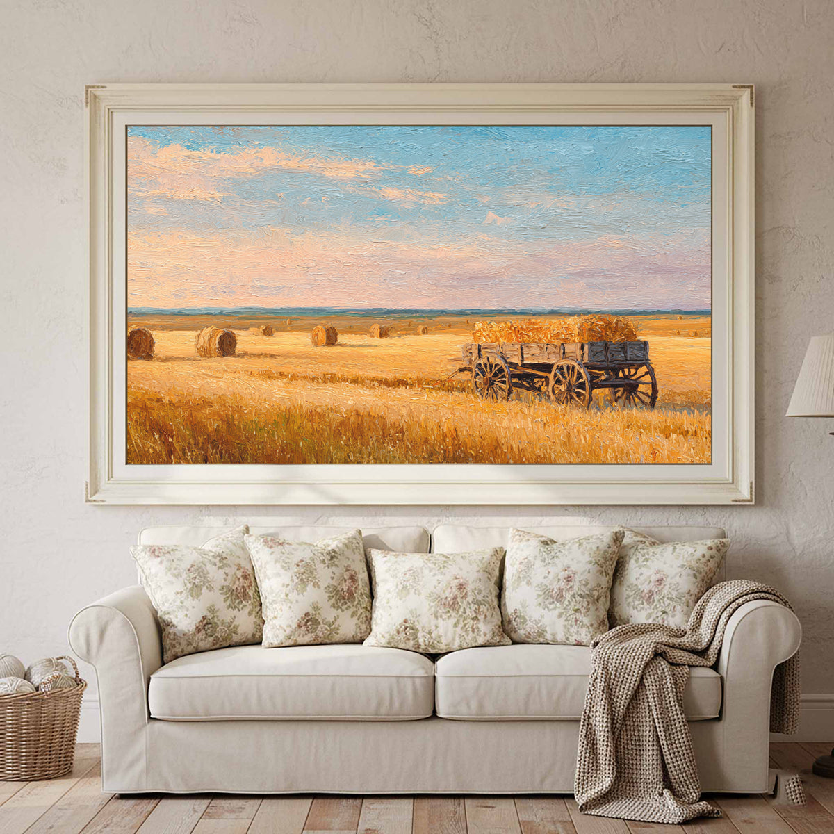 Harvest Wheat Field Canvas Art – styled room view 2