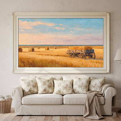 Harvest Wheat Field Canvas Art – styled room view 2