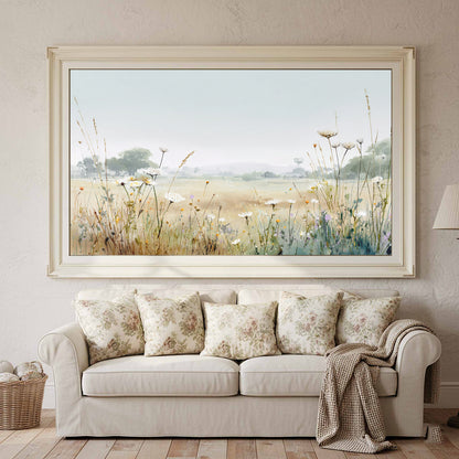 Meadow Wildflower Canvas Print – canvas print shown framed in a styled room