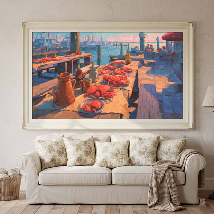 Chesapeake Bay Crab Feast Canvas Art – styled room view 2