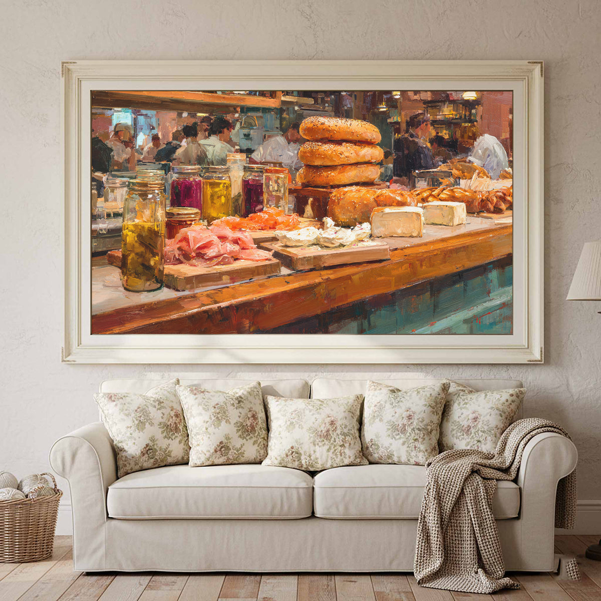 Impressionist Deli Counter Canvas Print – styled room view 3