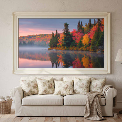 Autumn Lake Canvas Print – styled room view 2