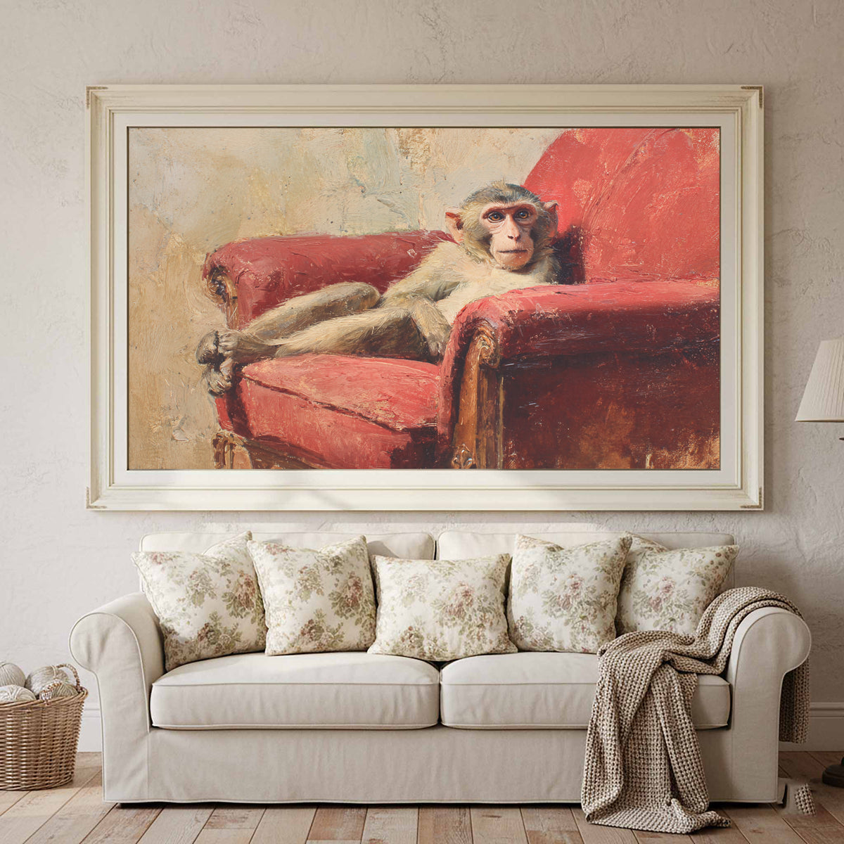 Monkey Armchair Canvas Print – styled room view 2