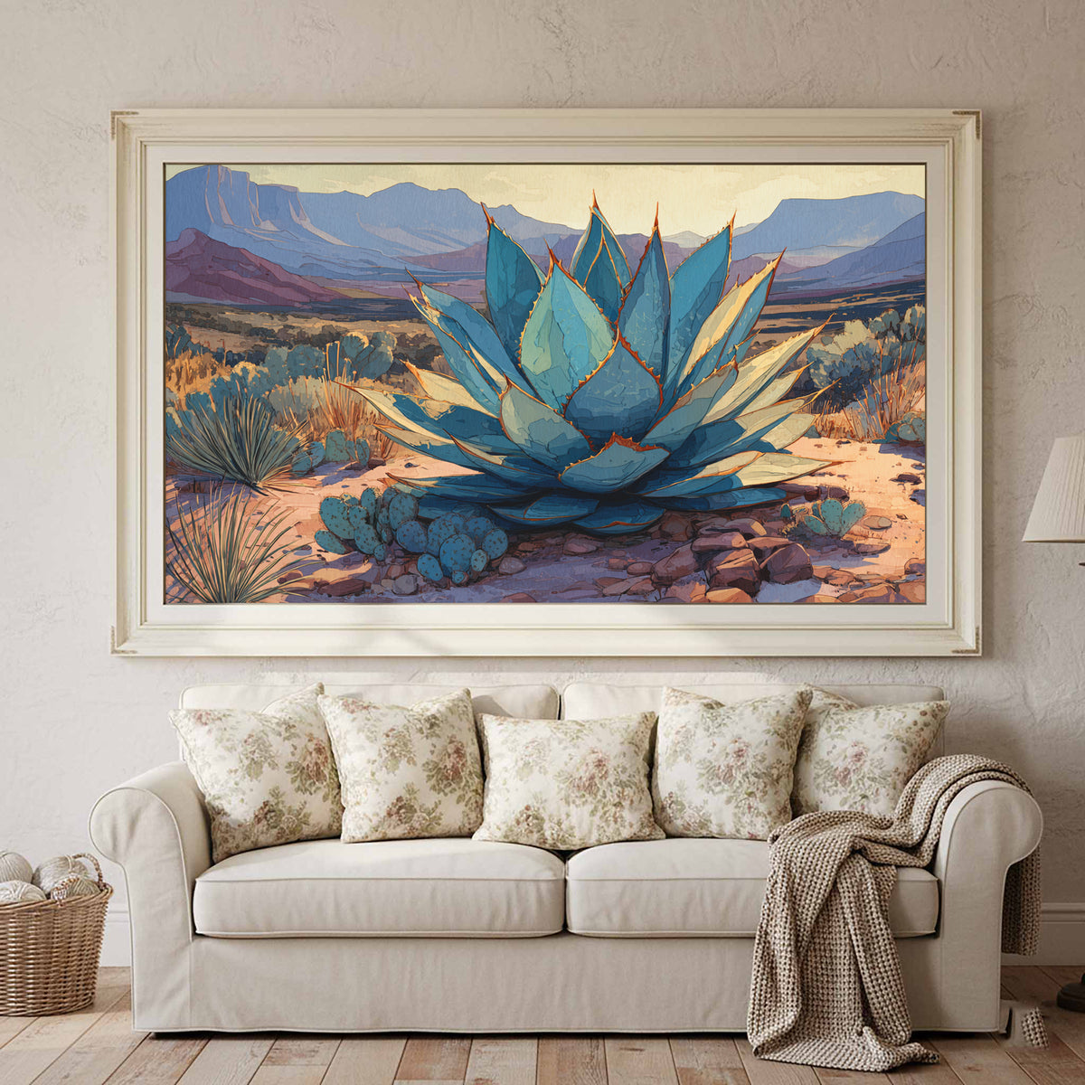 Desert Agave Canvas Wall Art – styled room view 2