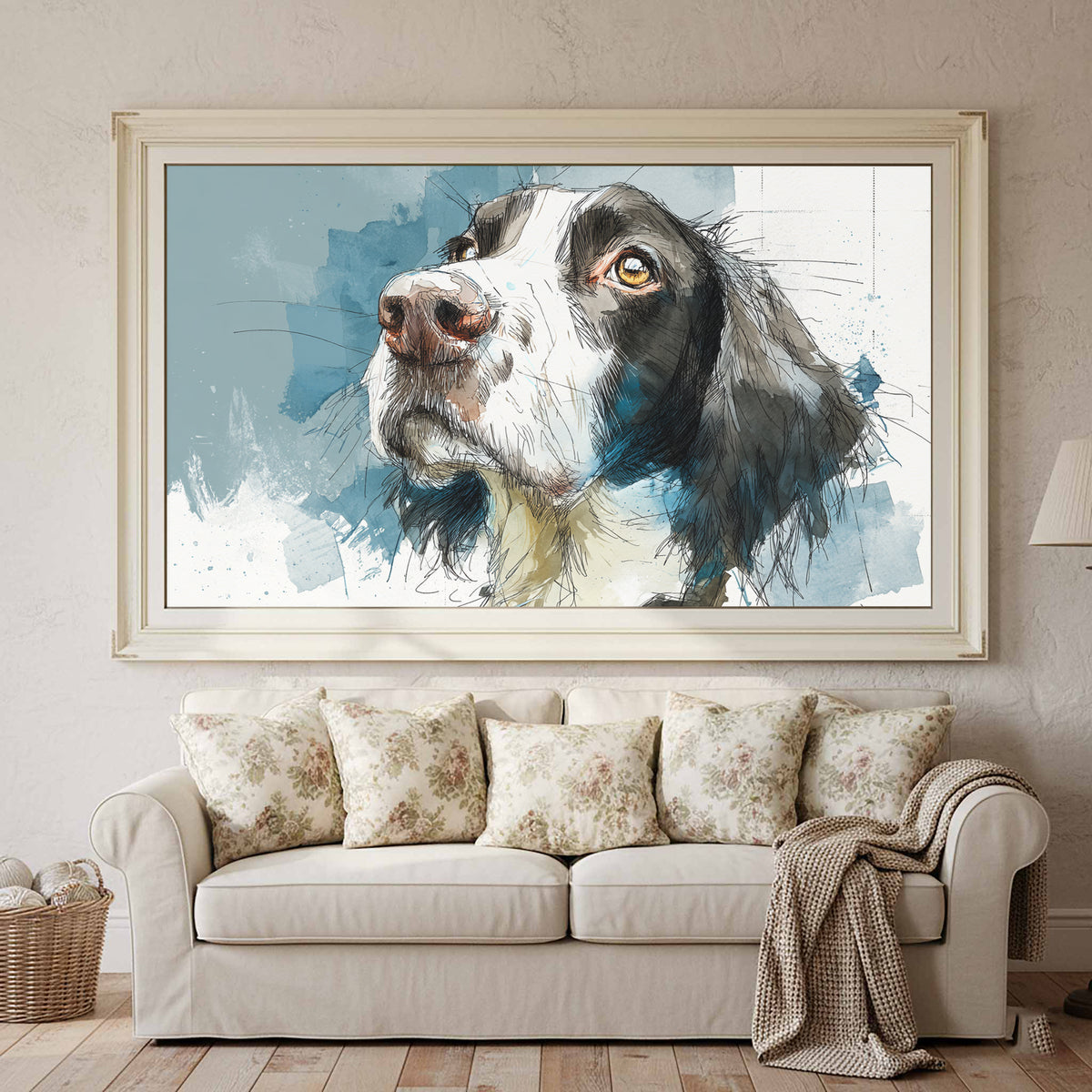 English Springer Spaniel Canvas Wall Art – styled room view 2