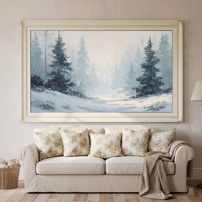 Winter Forest Canvas Print – styled room view 2