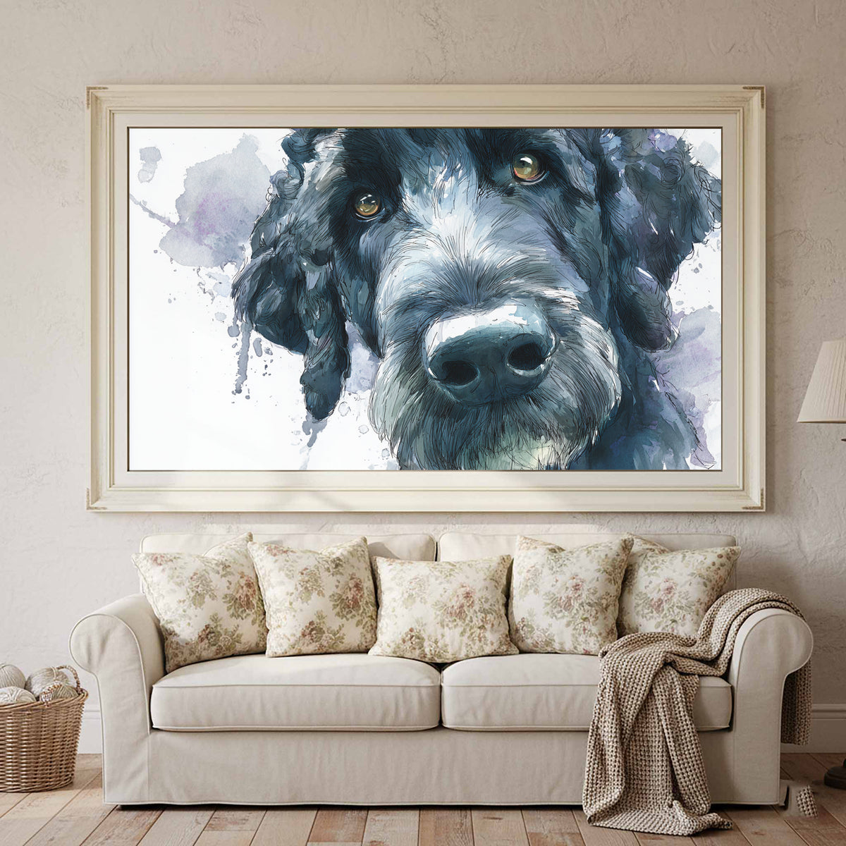 Portuguese Water Dog Canvas Print – styled room view 2