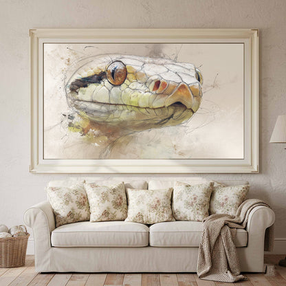 Snake Portrait Canvas Wall Art – styled room view 2
