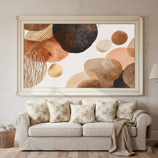 Abstract Watercolor Canvas Wall Art – canvas print shown framed in a styled room