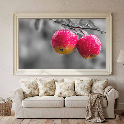 Red Apple Canvas Wall Art – styled room view 2