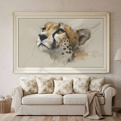 Cheetah Face Canvas Wall Art – styled room view 2