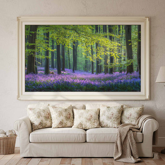 Spring Forest Canvas Print – canvas print shown framed in a styled room