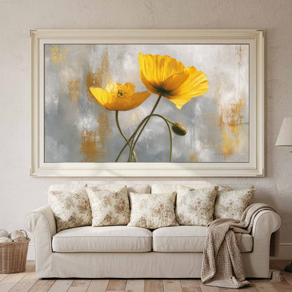 Golden Poppy Flowers Canvas Print – styled room view 3