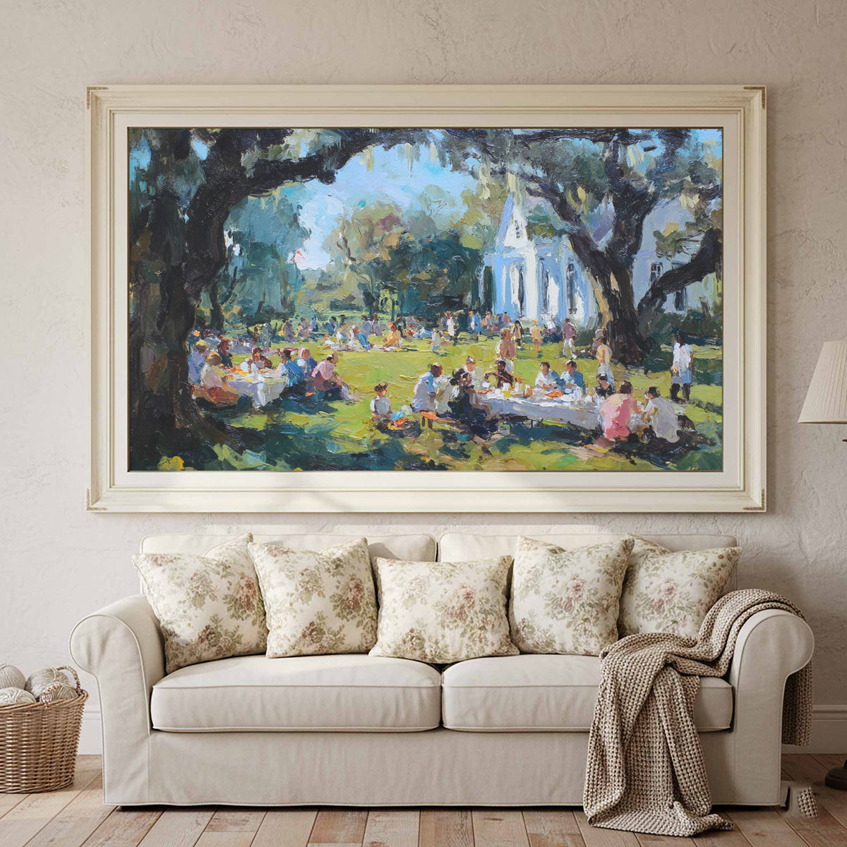 Southern Church Picnic Canvas Print – styled room view 2