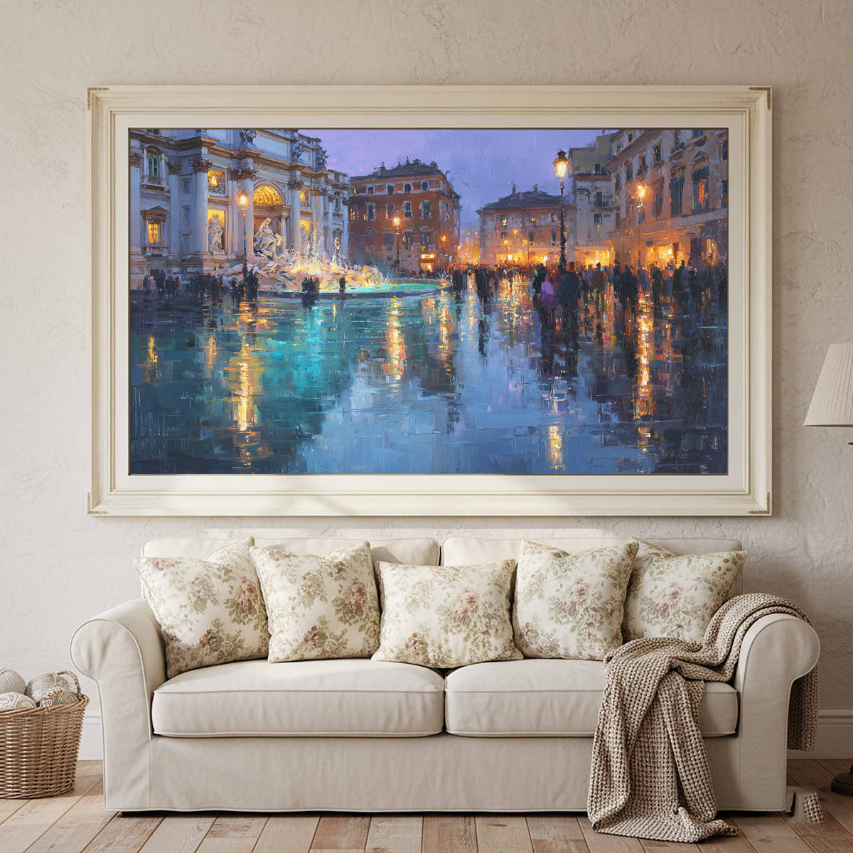 Trevi Fountain Canvas Print – styled room view 3
