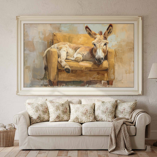 Donkey Canvas Wall Art – canvas print shown framed in a styled room