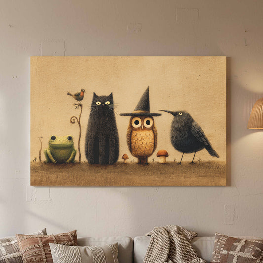 Witch Familiars Canvas Print – canvas print shown framed in a styled room
