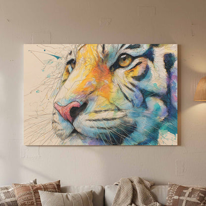 Tiger Portrait Canvas Wall Art – styled room view 3