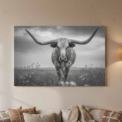 Longhorn Steer Canvas Print – styled room view 3