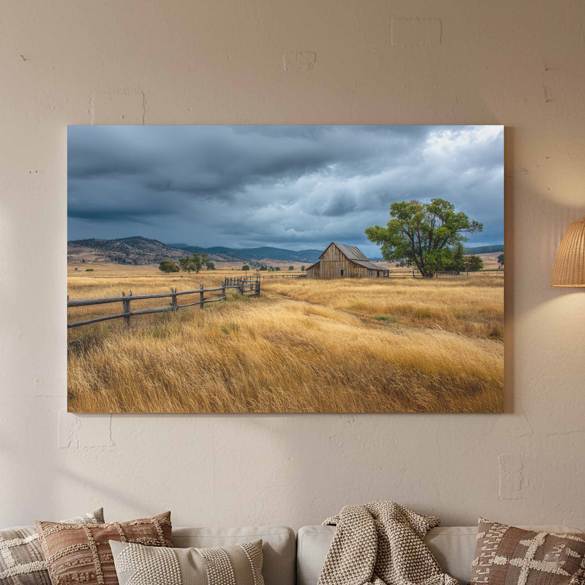 Rustic Barn Canvas Print – styled room view 2